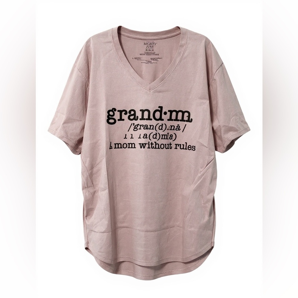 Mighty Fine Pink Graphic V Neck Grandma T-Shirt Size 3X NWT